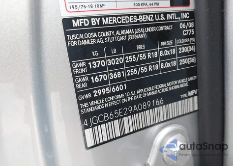 2009 Mercedes-Benz R 350 4Matic из США, поврежденный, VIN 4JGCB65E29A089166